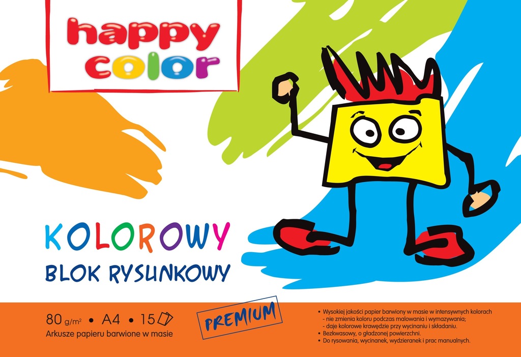 Blok rysunkowy A4 kolorowy 80g 15k Happy Color
