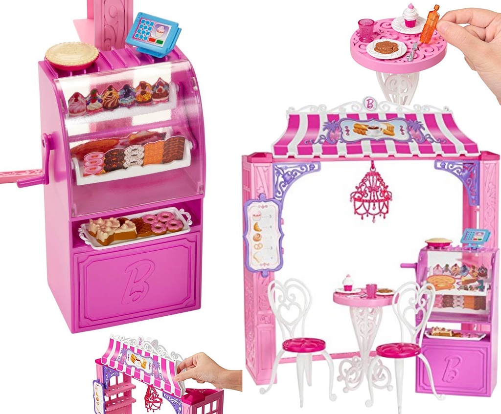 BARBIE Malibu KAWIARNIA Obrotowa gablota Stół Krze