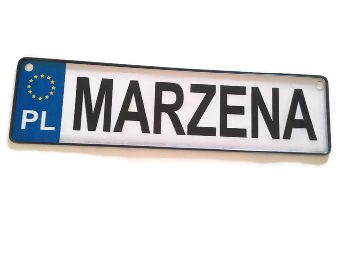 Tablica rejestracyjna na wózek z imieniem Marzena