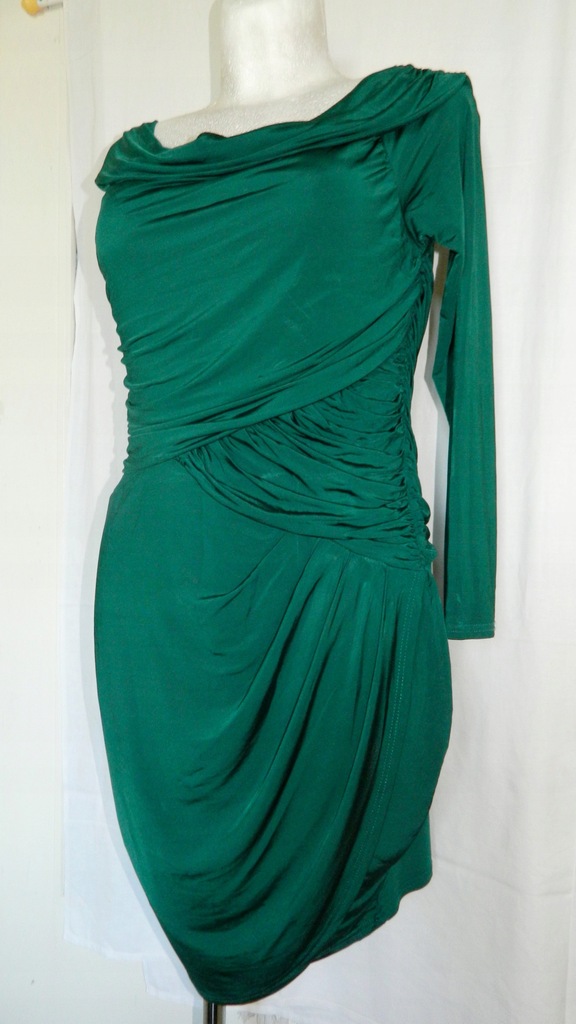ASOS zielona sukienka asymetryczna r.44