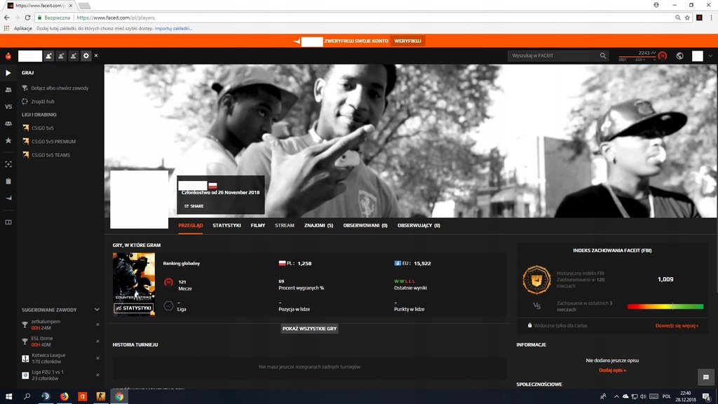 Faceit 10 lvl 2243ELO