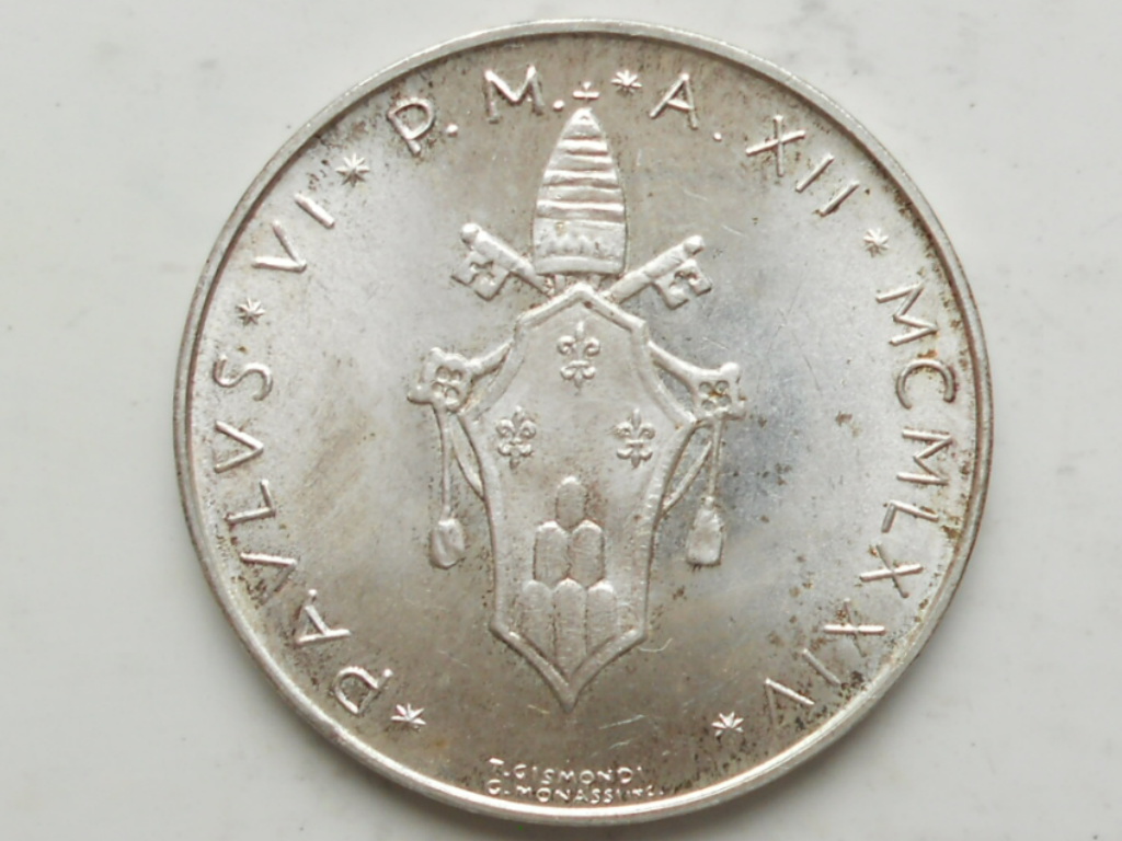 500 Lir Watykan Paweł VI Srebro 1974