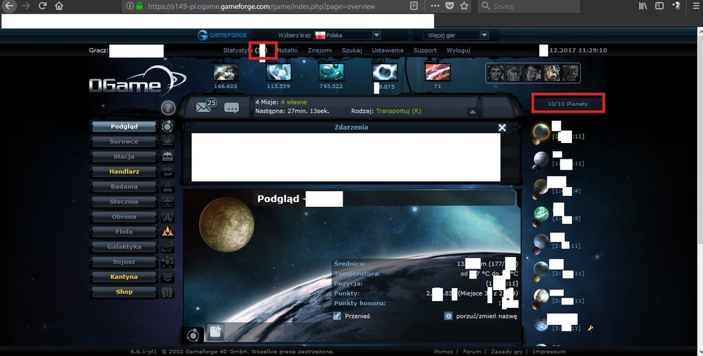 konto ogame WEZN top <44 9/10 PLANET dużo moon