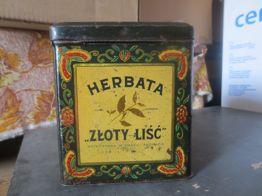 Puszka Herbata Złoty Liść Huppert Kraków Reklama