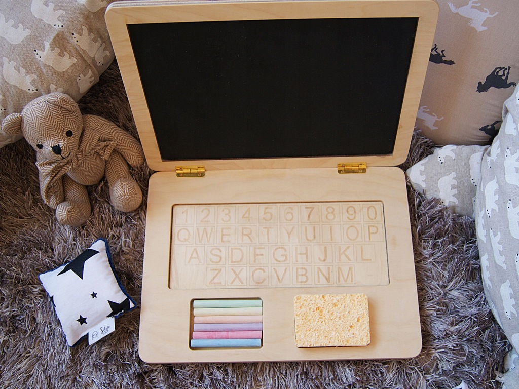 Laptop zabawka| tablica kredowa, manetyczna|drewno