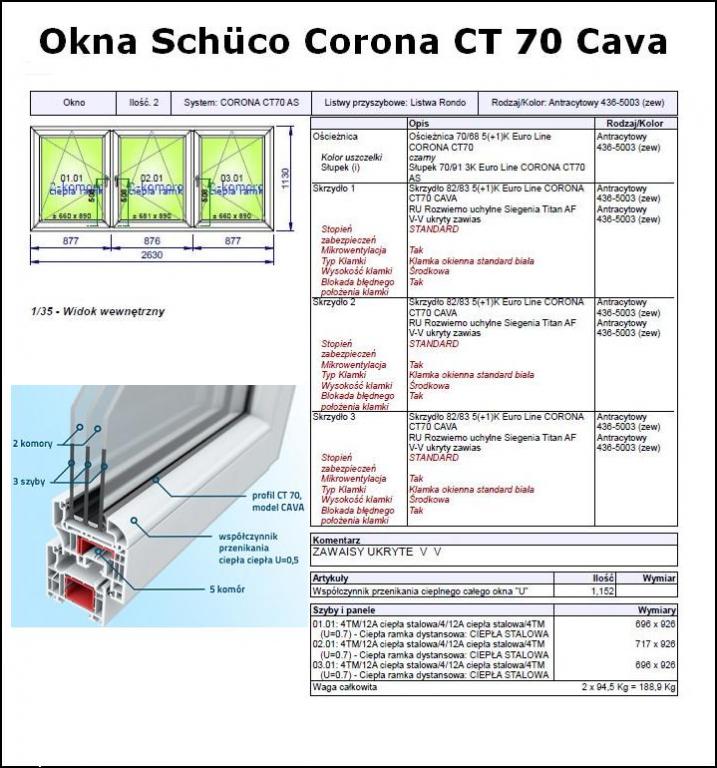 Okna Schuco Corona CT70 Cava ukryte zawiasy