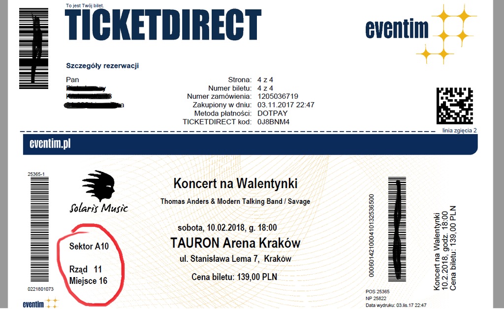 Tauron Arena  WALENTYNKI Tomas Anders KONCERT 2 sz