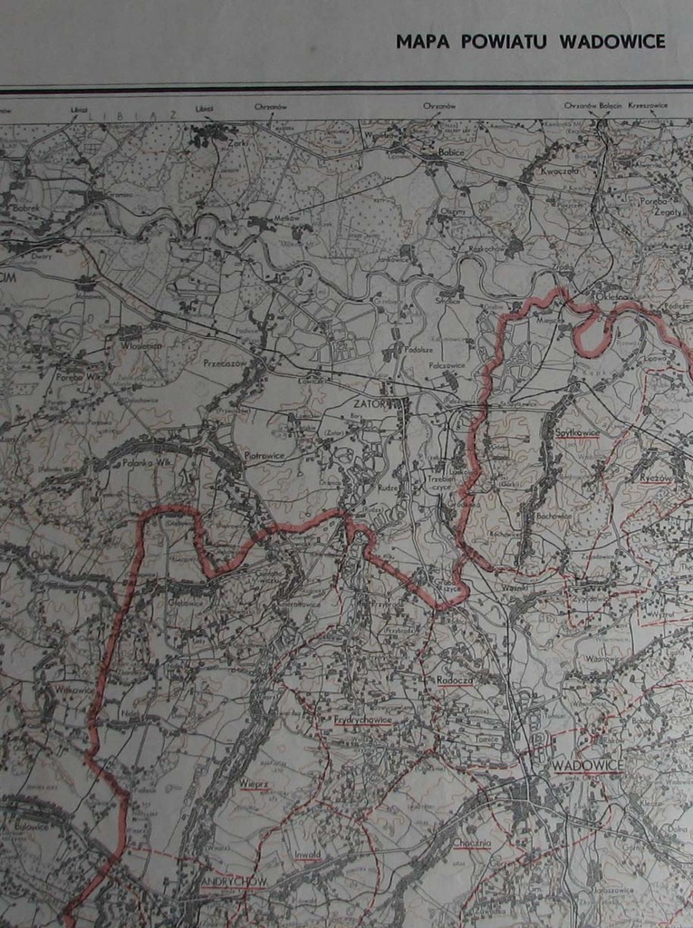 MAPA POWIATU WADOWICE,1969