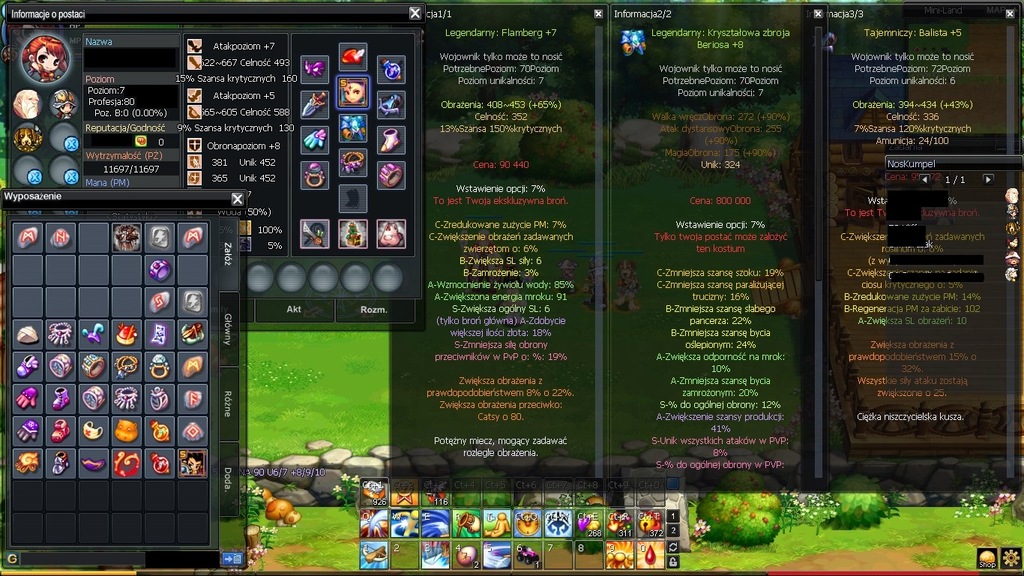 NOSTALE AVALON S1 WOJOWNIK 73-75 LVL! EQ U7, SP +9
