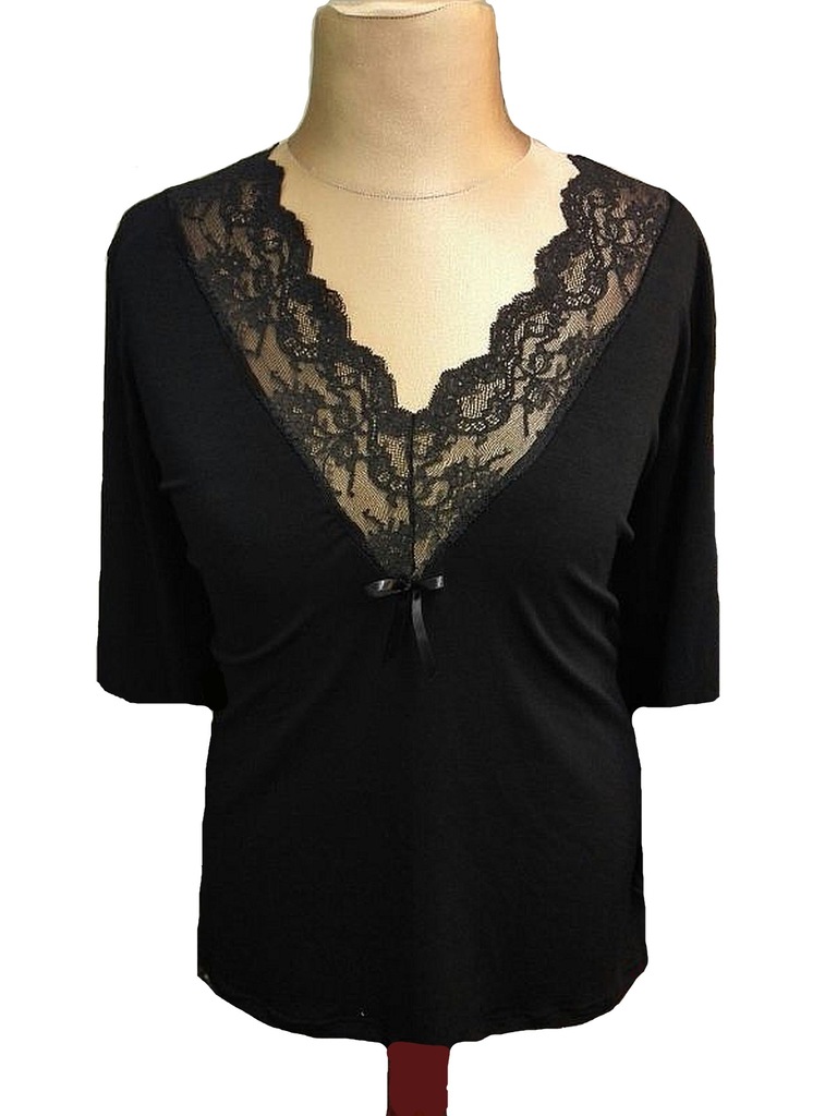 Bluzka damska 52 - 54 z koronką DUŻE ROZMIARY - 6876115181 - oficjalne