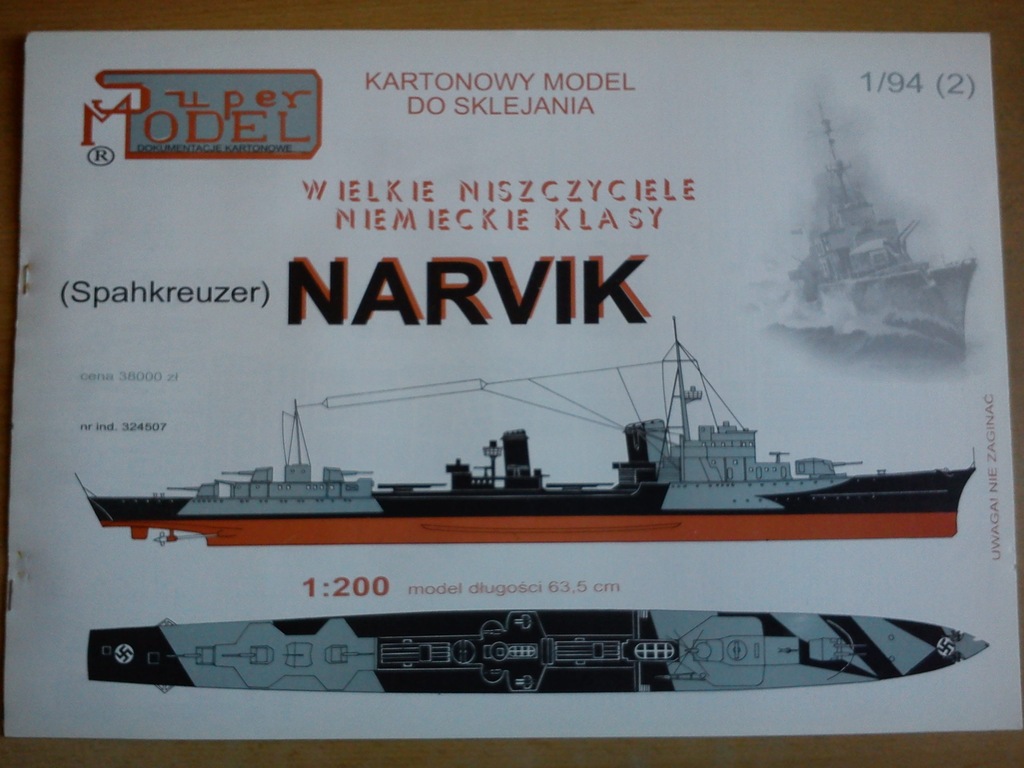 SUPER MODEL NIEMIECKI NISZCZYCIEL NARVIK  1:200