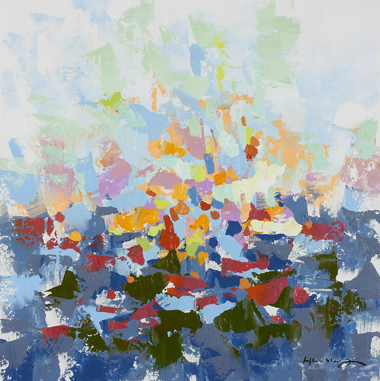 obraz olejny abstrakcja  wiosna [60x60]A178