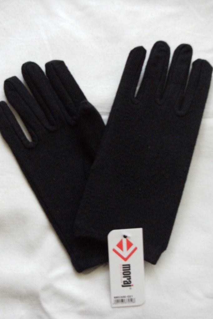 Rękawiczki czarne z aplikacją - bawełniane -rozm.M