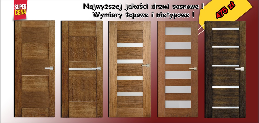 Drzwi drewniane CZAJKA 70 80 90 surowe bezseczne