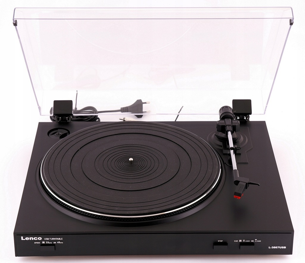 Czarny gramofon LENCO L-3867 USB przedwzmacniacz