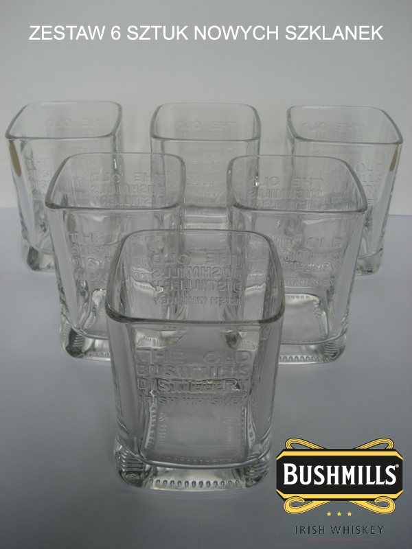 ZESTAW 6 szt. szklanek BUSHMILLS whisky solidne