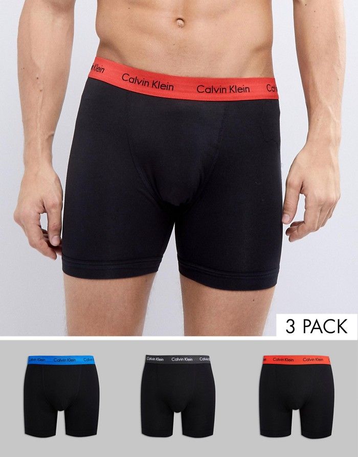 CALVIN KLEIN Czarne bokserki kolorowe gumki (S)