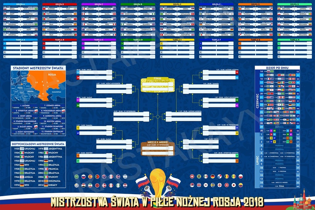 TERMINARZ plakat na Mundial 2018 Rosja 40x60cm