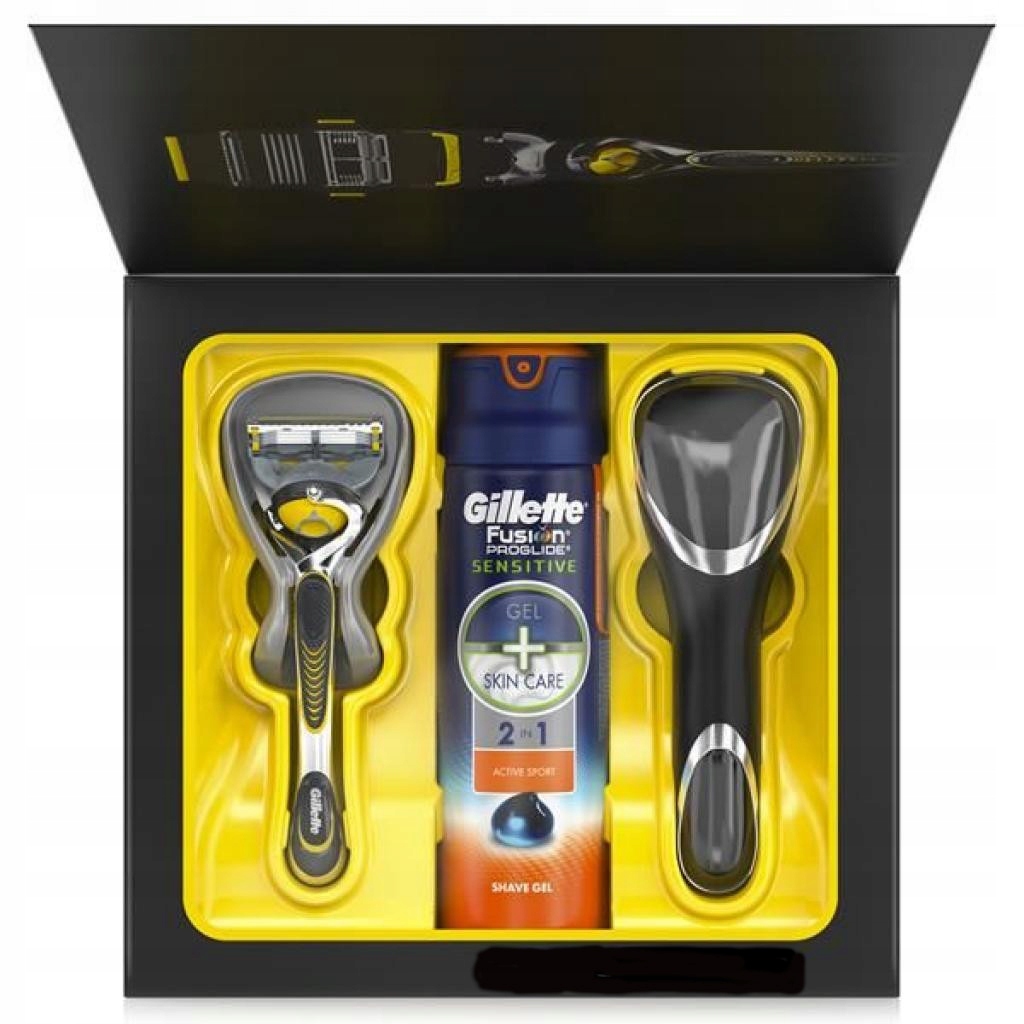 ZESTAW GILLETTE FUSION MASZYNKA+ŻEL+ETUI PODRÓŻNE