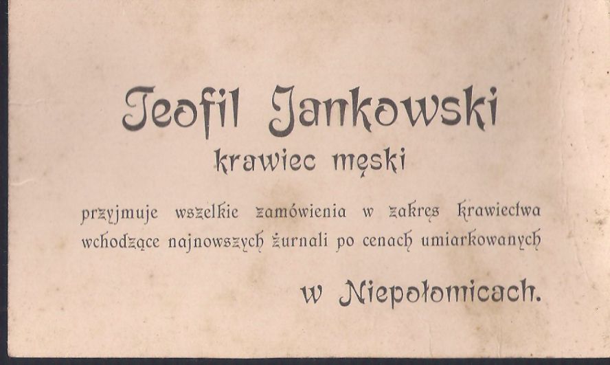 TEOFIL JANKOWSKI KRAWIEC NIEPOŁOMICE