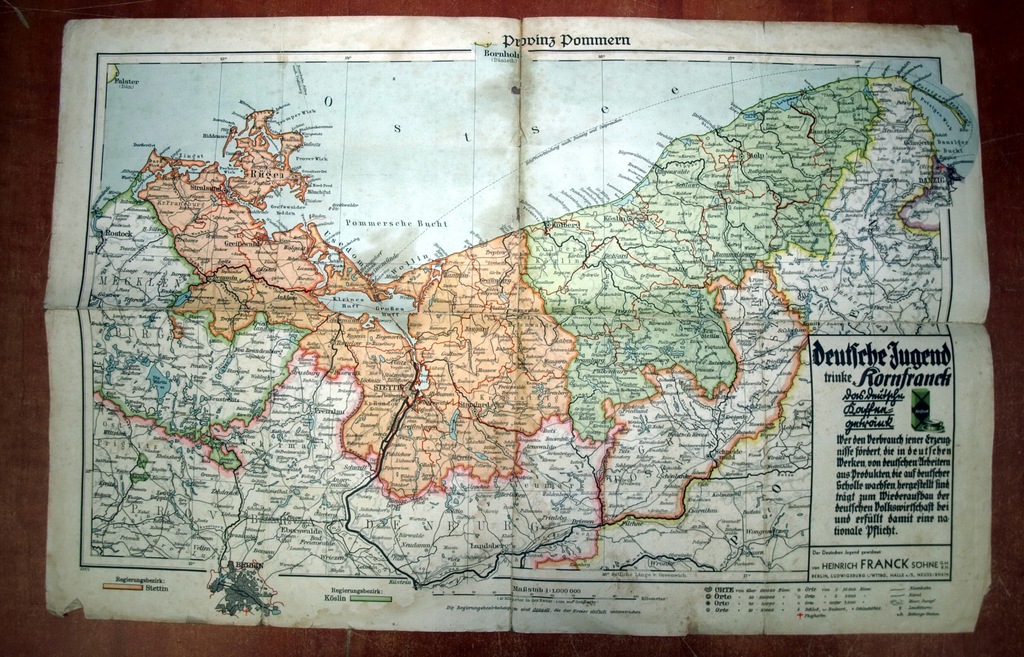 Pommern, mapa z c. 1900 r.