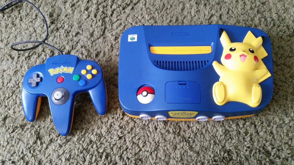 Nintendo 64 Pikachu pad zasilacz kabel AV