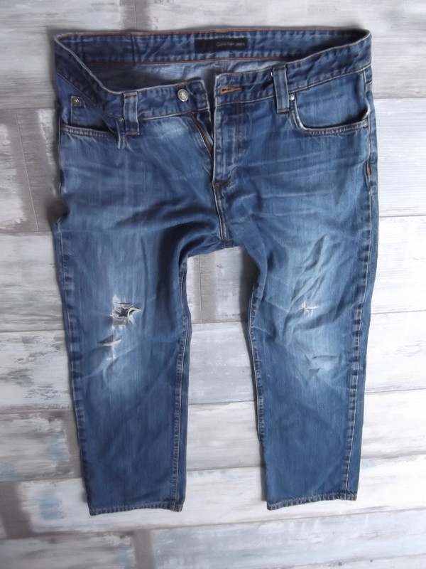 CALVIN KLEIN__ przecierane męskie jeans___W34L32