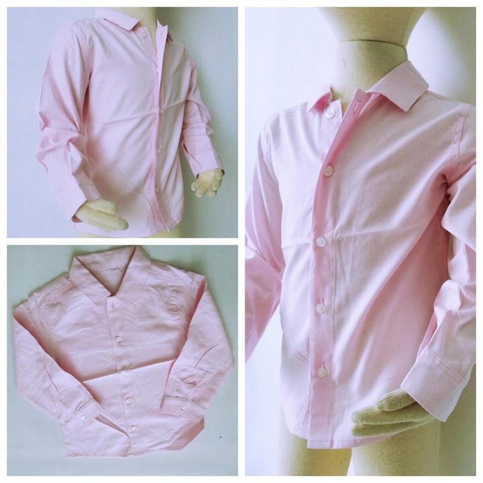 Koszula dla chłopca w kratę różowa 110