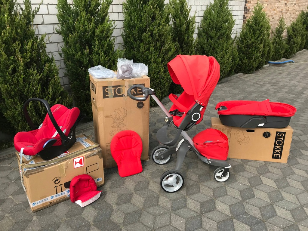 STOKKE XPLORY V4 3w1 Czerwony 2016 r. na gwarancji