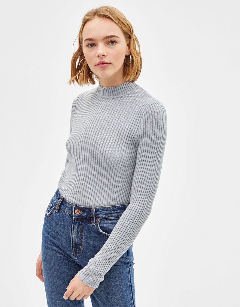 Szary prążkowany półgolf Bershka rozm 36