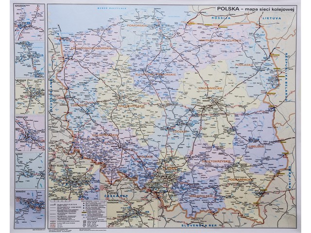 POLSKA SIEC KOLEJOWA MAPA ŚCIENNA ARKUSZ