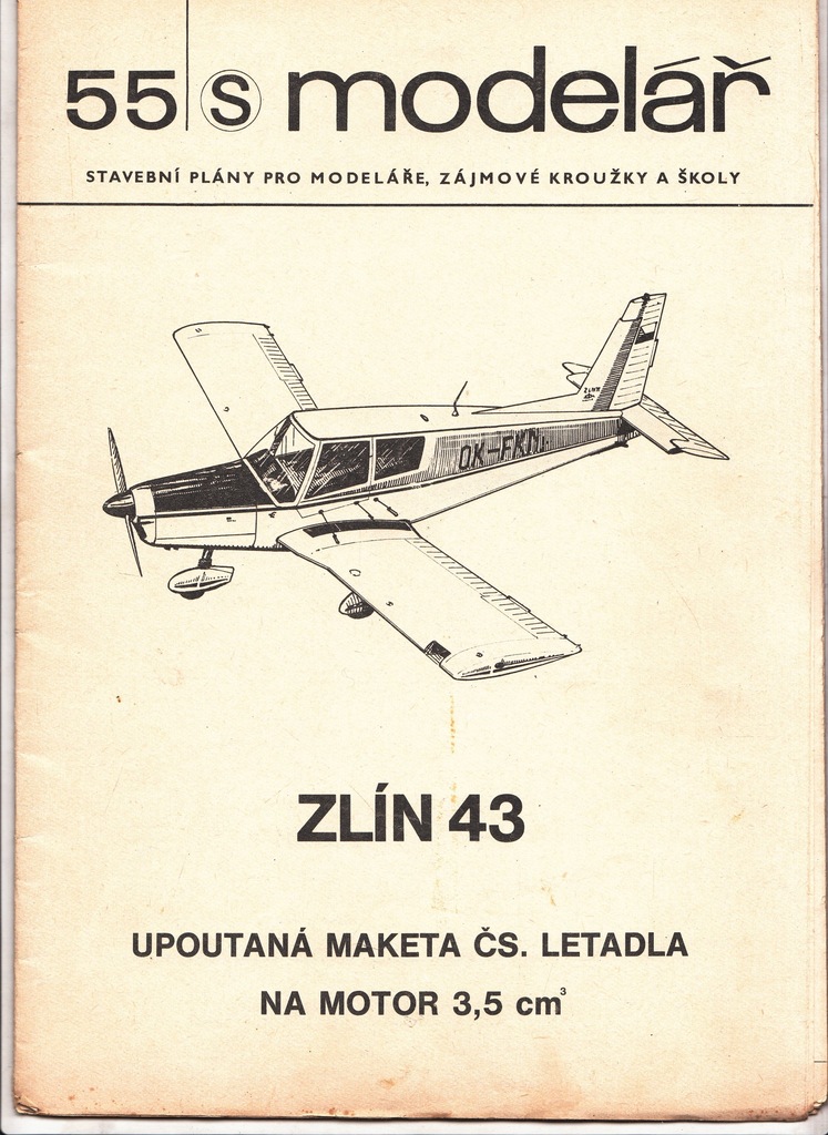55 Modelar Zlin 43 plany samolot 1974