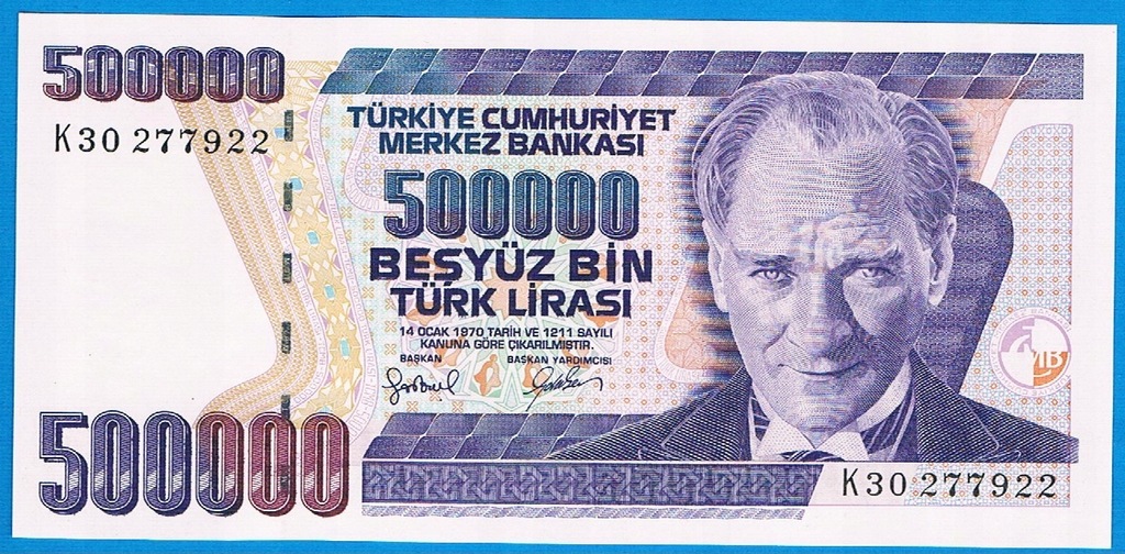 Turcja 500 000 lirasi rok (1993) P. 208 stan 1
