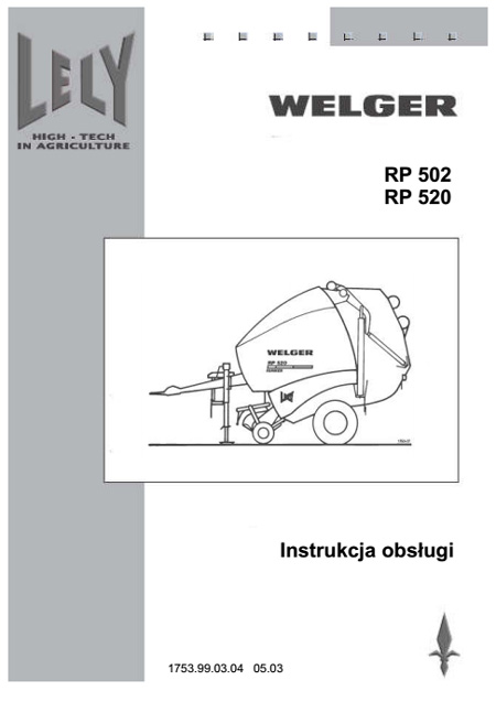Welger RP 502, 520 - instrukcja obsługi PL (2003)