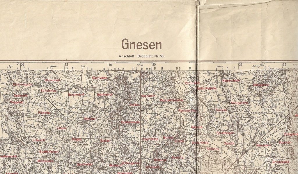 Mapa Gniezno i okolice( Września, Słupca)1936 r.