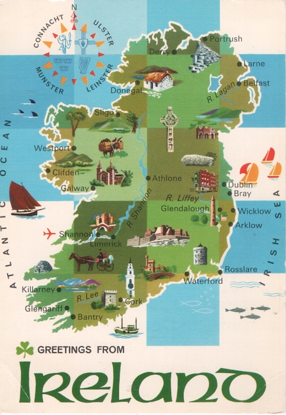 IRLANDIA - MAPA KRAJU + ZABYTKI - 1975R