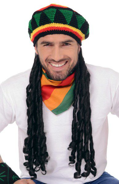 CZAPKA REGGAE Z WŁOSAMI PERUKA RASTA STYLE 24H