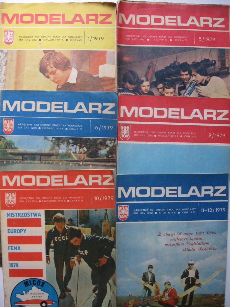 MODELARZ Samoloty Łodzie Statki PLANY 6 szt. 1979
