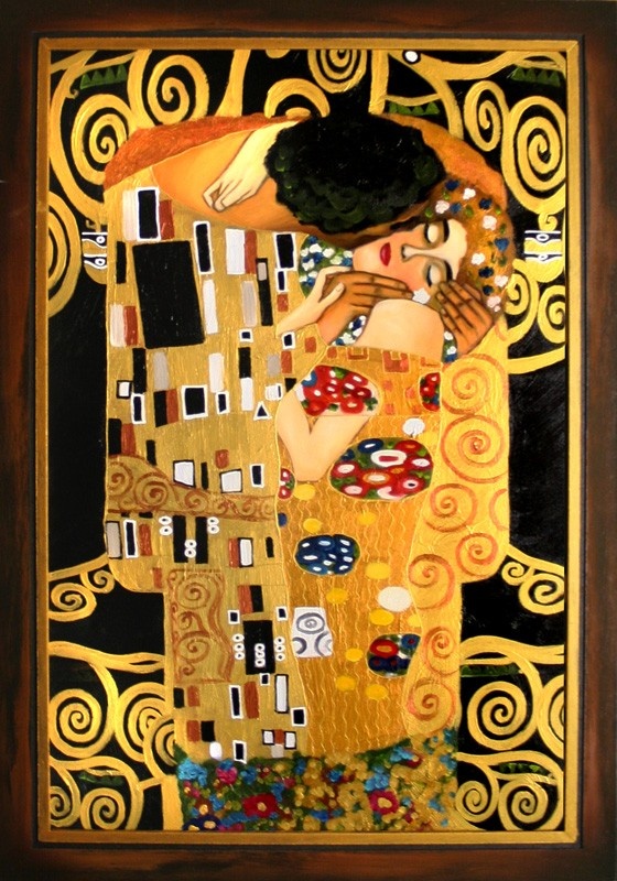 OBRAZ OLEJNY POCAŁUNEK G. KLIMT PŁÓTNO 75x105 - 7060166446 ...