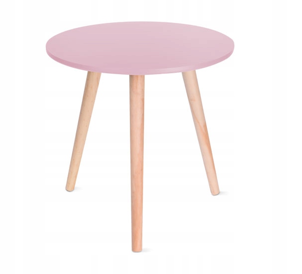Stylowy mały stolik kawowy różowy na trójnogu 40cm