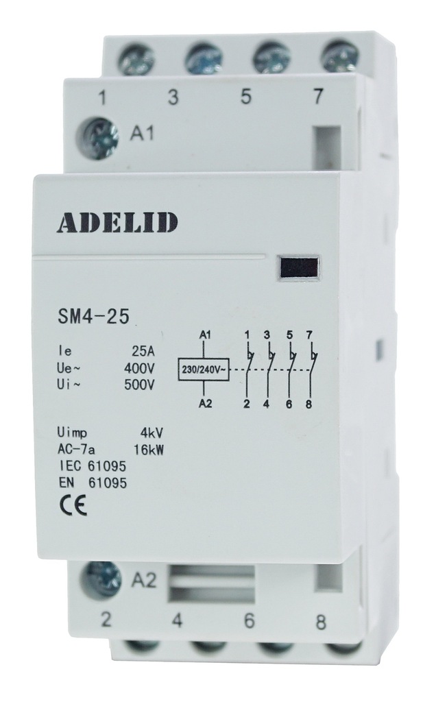 STYCZNIK MODUŁOWY 25-04 230V 25A 2P 4NC 3-FAZ