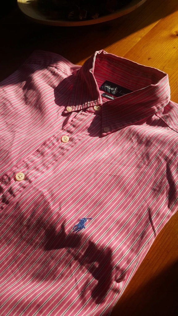 Rożowa w paski koszula Polo Ralph Lauren L/XL