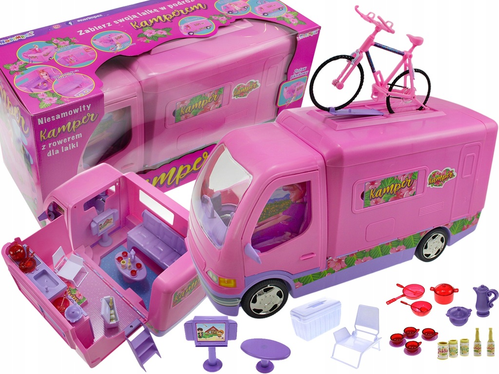 Duże Auto Kamper Lodziarnia Dla Barbie Camper HIT