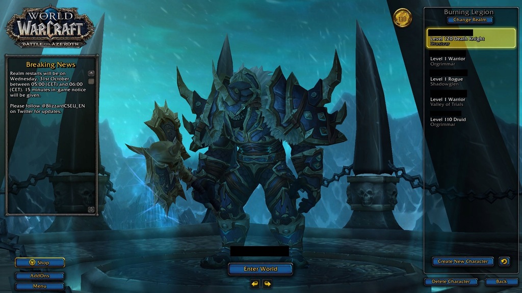 WoW Konto DK 373 ilvl BFA Burning Legion + Diablo