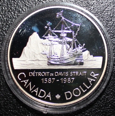 1 $ kanadyjski - 1987 Davis Strait - SREBRO