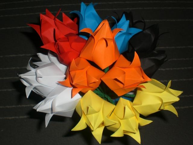 ORIGAMI TULIPAN KWIAT z PAPIERU BUKIET PREZENT