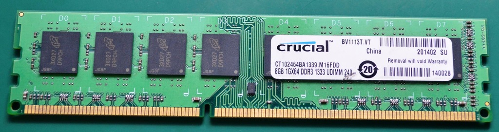 DDR3 8GB PC3-10600 Crucial GV FV