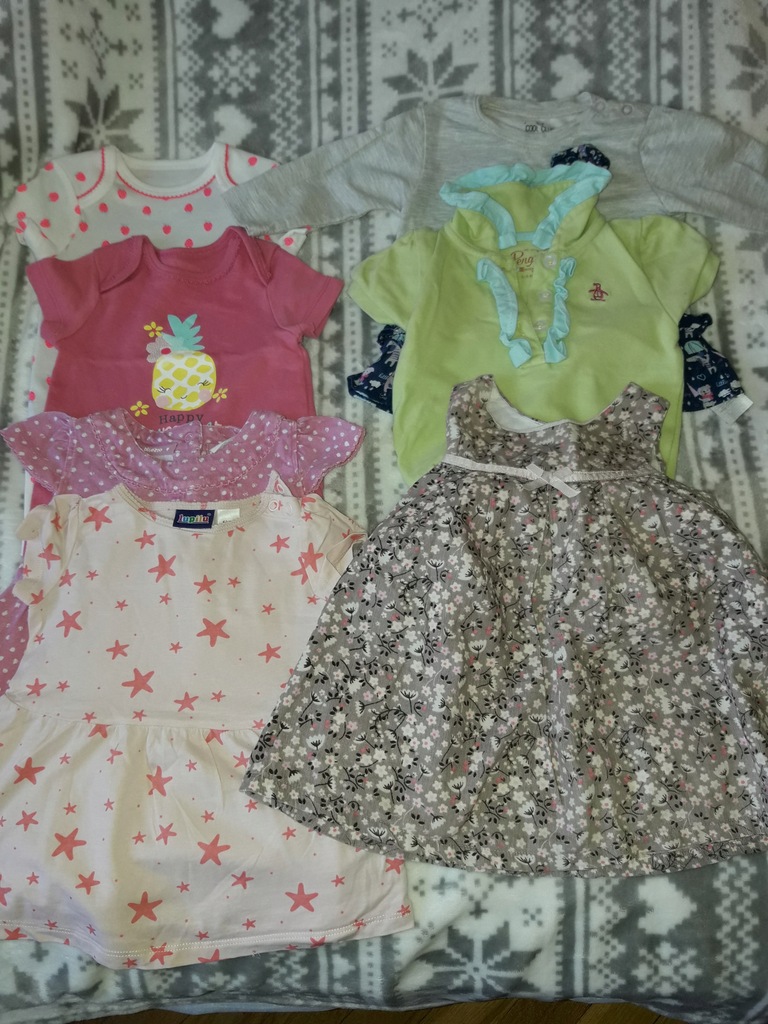 Ubranka dla córeczki zestaw sukienek lato 3-6mcy