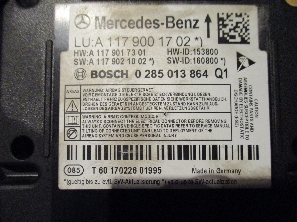 Moduł sensor airbag A1179001702 Mercedes Cla ,Gla