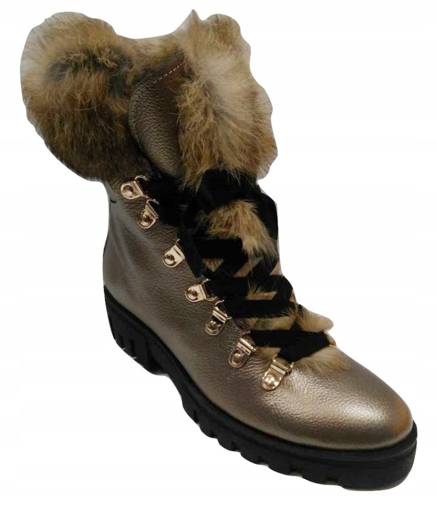 Ulmani Shoes 21796 trzewiki skóra złote 37 jak38
